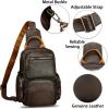 imageGenuine Leather Sling Bag for Men and Women Vintage Leather Sling Backpack Purse Chest Bag Over Shoulder Crossbody BagCoffee