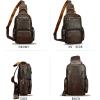 imageGenuine Leather Sling Bag for Men and Women Vintage Leather Sling Backpack Purse Chest Bag Over Shoulder Crossbody BagCoffee
