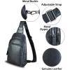 imageGenuine Leather Sling Bag for Women and Men  Vintage Sling Purse Backpack Shoulder Crossbody Chest BagBlack