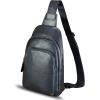 imageGenuine Leather Sling Bag for Women and Men  Vintage Sling Purse Backpack Shoulder Crossbody Chest BagBlack