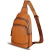 imageGenuine Leather Sling Bag for Women and Men  Vintage Sling Purse Backpack Shoulder Crossbody Chest BagBrown