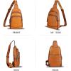 imageGenuine Leather Sling Bag for Women and Men  Vintage Sling Purse Backpack Shoulder Crossbody Chest BagBrown