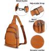 imageGenuine Leather Sling Bag for Women and Men  Vintage Sling Purse Backpack Shoulder Crossbody Chest BagBrown