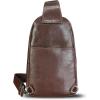 imageGenuine Leather Sling Bag for Women and Men  Vintage Sling Purse Backpack Shoulder Crossbody Chest BagCoffee