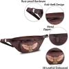 imageGenuine Leather Waist Bag Fanny Pack Purse Multifunction Travel Pouch Hiking Sling Bag Multiple Pockets for Running and Cycling Coffee