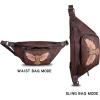 imageGenuine Leather Waist Bag Fanny Pack Purse Multifunction Travel Pouch Hiking Sling Bag Multiple Pockets for Running and Cycling Coffee