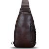 imageLRTO Genuine Leather Sling Bag Hiking Sling Backpacks Retro Handmade Crossbody Purse Chest Daypack Antitheft Shoulder Bag Coffee