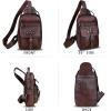 imageLRTO Genuine Leather Sling Bag for Men Crossbody Backpack Handmade Hiking Daypack Motorcycle Chest Shoulder Purse Coffee