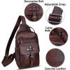imageLRTO Genuine Leather Sling Bag for Men Crossbody Backpack Handmade Hiking Daypack Motorcycle Chest Shoulder Purse Coffee