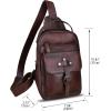 imageLRTO Genuine Leather Sling Bag for Men Crossbody Backpack Handmade Hiking Daypack Motorcycle Chest Shoulder Purse Coffee