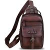 imageLRTO Genuine Leather Sling Bag for Men Crossbody Backpack Handmade Hiking Daypack Motorcycle Chest Shoulder Purse Coffee