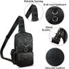 imageLRTO Genuine Leather Sling Bag for Men and Women Crossbody Backpack Handmade Chest Bag Hiking Daypack Purse PouchBlack