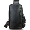 imageLRTO Genuine Leather Sling Bag for Men and Women Crossbody Backpack Handmade Chest Bag Hiking Daypack Purse PouchBlack