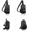 imageLRTO Genuine Leather Sling Bag for Men and Women Crossbody Backpack Handmade Chest Bag Hiking Daypack Purse PouchBlack