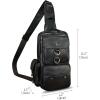 imageLRTO Genuine Leather Sling Bag for Men and Women Crossbody Backpack Handmade Chest Bag Hiking Daypack Purse PouchBlack