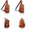 imageLRTO Genuine Leather Sling Bag for Men and Women Crossbody Backpack Handmade Chest Bag Hiking Daypack Purse PouchBrown