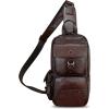 imageLRTO Genuine Leather Sling Bag for Men and Women Crossbody Backpack Handmade Chest Bag Hiking Daypack Purse PouchCoffee