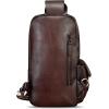 imageLRTO Genuine Leather Sling Bag for Men and Women Crossbody Backpack Handmade Chest Bag Hiking Daypack Purse PouchCoffee