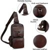 imageLRTO Genuine Leather Sling Bag for Men and Women Crossbody Backpack Handmade Chest Bag Hiking Daypack Purse PouchCoffee