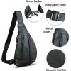 imageLRTO Genuine Leather Sling Bag for Men and Women Vintage Real Leather Crossbody Chest Bags Backpack Purse for Travel HikingBlack