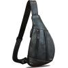 imageLRTO Genuine Leather Sling Bag for Men and Women Vintage Real Leather Crossbody Chest Bags Backpack Purse for Travel HikingBlack