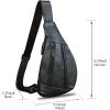 imageLRTO Genuine Leather Sling Bag for Men and Women Vintage Real Leather Crossbody Chest Bags Backpack Purse for Travel HikingBlack