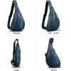 imageLRTO Genuine Leather Sling Bag for Men and Women Vintage Real Leather Crossbody Chest Bags Backpack Purse for Travel HikingBlue