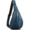imageLRTO Genuine Leather Sling Bag for Men and Women Vintage Real Leather Crossbody Chest Bags Backpack Purse for Travel HikingBlue