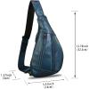 imageLRTO Genuine Leather Sling Bag for Men and Women Vintage Real Leather Crossbody Chest Bags Backpack Purse for Travel HikingBlue