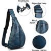 imageLRTO Genuine Leather Sling Bag for Men and Women Vintage Real Leather Crossbody Chest Bags Backpack Purse for Travel HikingBlue