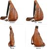 imageLRTO Genuine Leather Sling Bag for Men and Women Vintage Real Leather Crossbody Chest Bags Backpack Purse for Travel HikingBrown