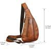 imageLRTO Genuine Leather Sling Bag for Men and Women Vintage Real Leather Crossbody Chest Bags Backpack Purse for Travel HikingBrown