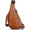 imageLRTO Genuine Leather Sling Bag for Men and Women Vintage Real Leather Crossbody Chest Bags Backpack Purse for Travel HikingBrown