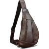 imageLRTO Genuine Leather Sling Bag for Men and Women Vintage Real Leather Crossbody Chest Bags Backpack Purse for Travel HikingCoffee