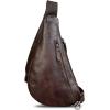 imageLRTO Genuine Leather Sling Bag for Men and Women Vintage Real Leather Crossbody Chest Bags Backpack Purse for Travel HikingCoffee