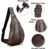 imageLRTO Genuine Leather Sling Bag for Men and Women Vintage Real Leather Crossbody Chest Bags Backpack Purse for Travel HikingCoffee