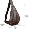 imageLRTO Genuine Leather Sling Bag for Men and Women Vintage Real Leather Crossbody Chest Bags Backpack Purse for Travel HikingCoffee