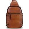 imageLRTO Genuine Leather Small Sling Bag for Women and Men Crossbody Bag Chest Bag Sling Backpack Purses for Hiking Sports TravelBrown