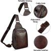imageLRTO Genuine Leather Small Sling Bag for Women and Men Crossbody Bag Chest Bag Sling Backpack Purses for Hiking Sports TravelCoffee