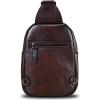 imageLRTO Genuine Leather Small Sling Bag for Women and Men Crossbody Bag Chest Bag Sling Backpack Purses for Hiking Sports TravelCoffee