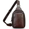 imageLRTO Genuine Leather Small Sling Bag for Women and Men Crossbody Bag Chest Bag Sling Backpack Purses for Hiking Sports TravelCoffee