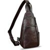 imageGenuine Leather Silng Bag for Men and Women Vintage Leather Sling Backpack Purse Shoulder Crossbody Bag Chest BagCoffee
