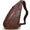 imageGenuine Leather Silng Bag for Women and Men Vintage Leather Sling Backpack Shoulder Crossbody Bag Chest PursesCoffee