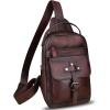imageGenuine Leather Sling Bag for Men Crossbody Backpack Handmade Hiking Daypack Motorcycle Chest Shoulder Purses BrownCoffee