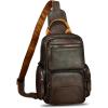 imageGenuine Leather Sling Bag for Men and Women Vintage Leather Sling Backpack Purse Chest Bag Over Shoulder Crossbody BagCoffee