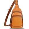 imageGenuine Leather Sling Bag for Women and Men  Vintage Sling Purse Backpack Shoulder Crossbody Chest BagBrown