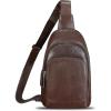 imageGenuine Leather Sling Bag for Women and Men  Vintage Sling Purse Backpack Shoulder Crossbody Chest BagCoffee