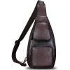 imageLRTO Genuine Leather Sling Bag Hiking Sling Backpacks Retro Handmade Crossbody Purse Chest Daypack Antitheft Shoulder Bag Coffee