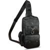 imageLRTO Genuine Leather Sling Bag for Men and Women Crossbody Backpack Handmade Chest Bag Hiking Daypack Purse PouchBlack