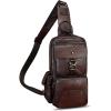 imageLRTO Genuine Leather Sling Bag for Men and Women Crossbody Backpack Handmade Chest Bag Hiking Daypack Purse PouchCoffee